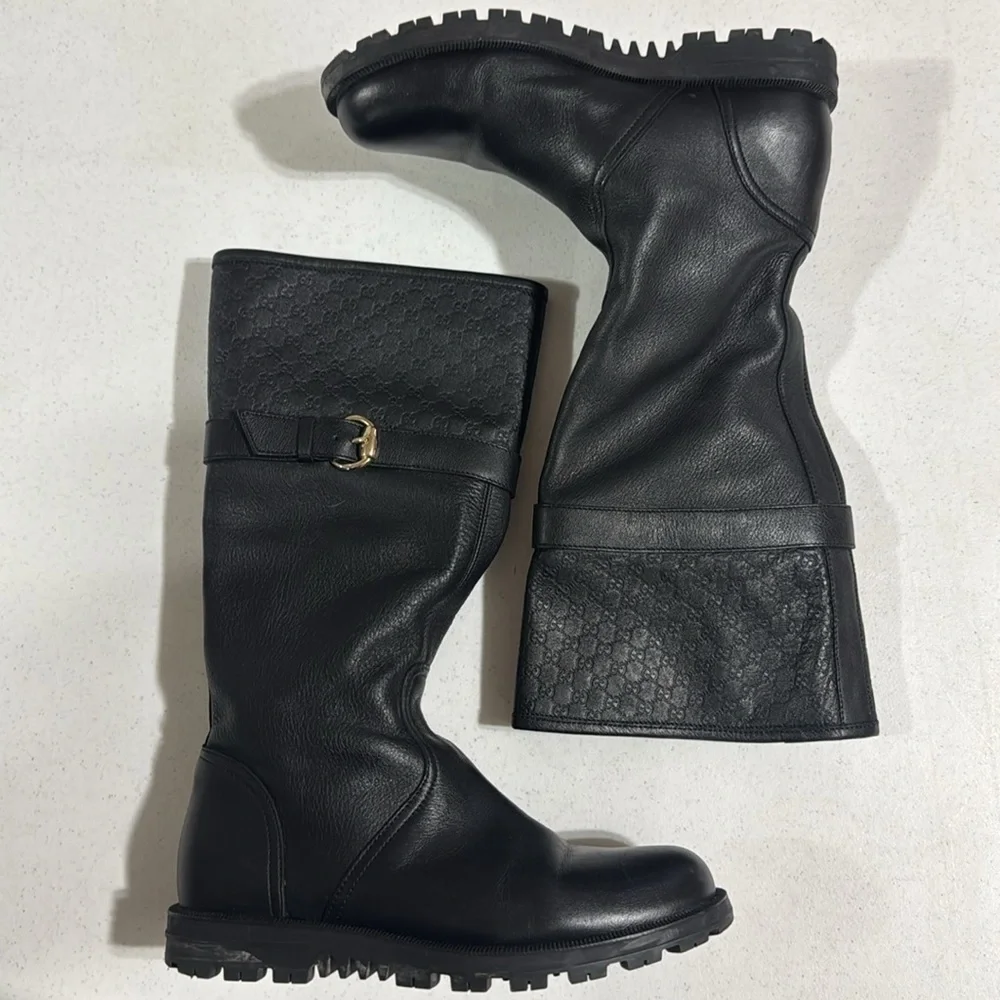 Gucci Boots Black GG Slip On Women’s Size 36 Authentic - Picture 3 of 12